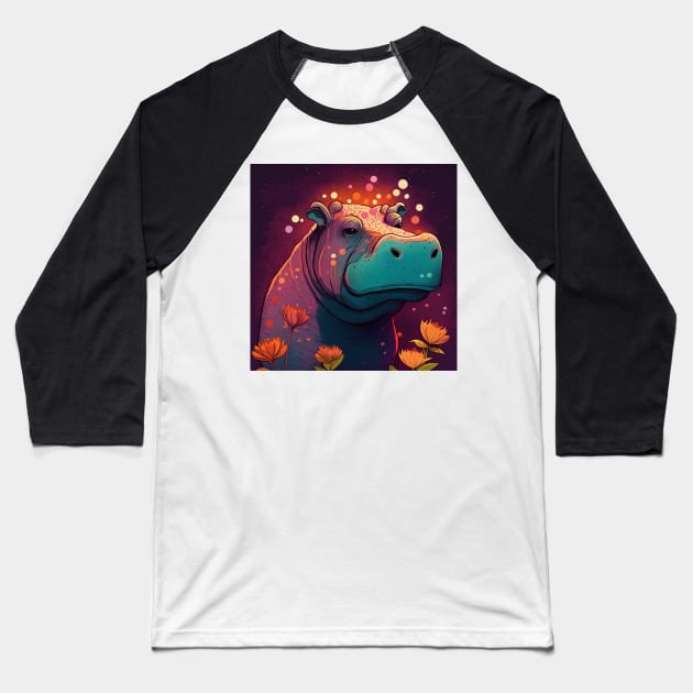 hippopotamus Baseball T-Shirt by teggards